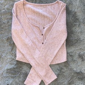 FREE if bundled Long sleeve v neck top / long sleeve button down pink top blouse